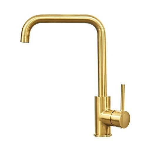 Gebürstetes Gold Küchenspüle Mixer Wasserhahn Einzelhebel Hochbogen 360 drehbar Edelstahl