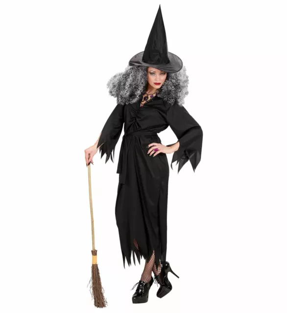 3 Pz. Streghe Costume Cintura + Cappello Vestito da Strega Donna Nero S M L