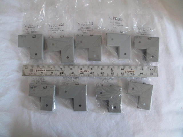 (9) NEW Wiremold G2011 90° Flat Elbow Gray - sealed bags!