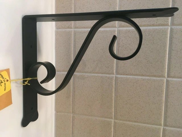 NEW Lancaster PA Crafted Heavy Duty Black Wrought Iron Bracket 10 1/4"Lx8 1/4"H