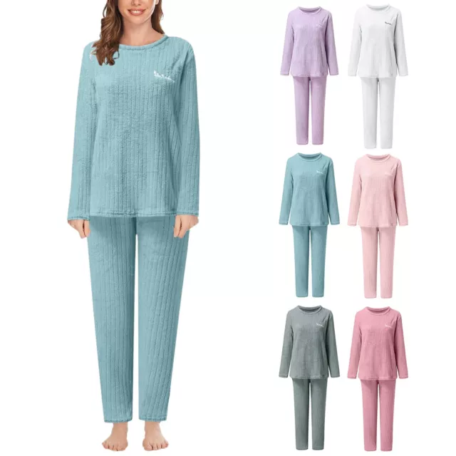 Warm Pajamas For Women Fuzzy Pajama Sets Cozy Fleece Oversized Pullover Pants zf