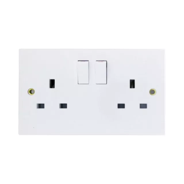 10 X Opus 2 gang 13 amp Wall Socket Double Pole Switched White