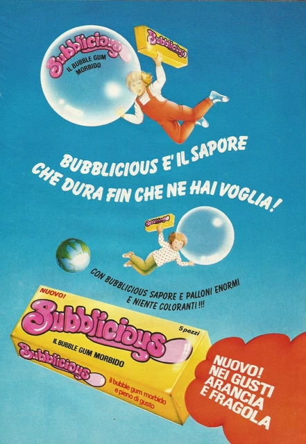U0572 Bubblicious Bubble Gum Soft, Advertising Vintage 1980, 20 X 28 CM