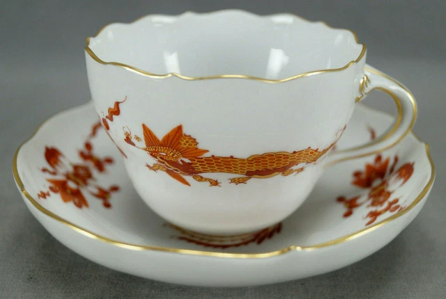 MEISSEN HAND PAINTED Red Gold Court Dragon Tea Cup Saucer B £382 21 MEISSEN HAND PAINTED Red Gold Court Dragon Tea Cup Saucer B £382 21