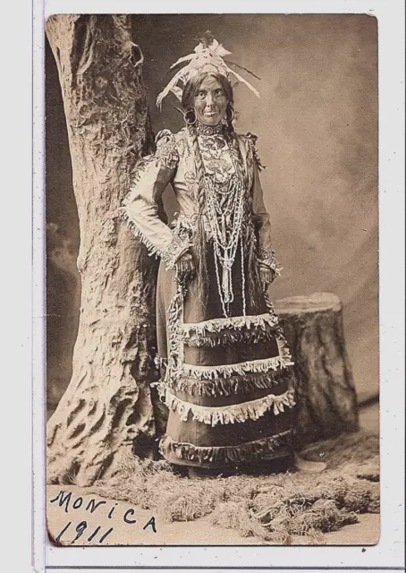 Studio Real Photo Postcard RPPC - Caucasian Woman as Native American