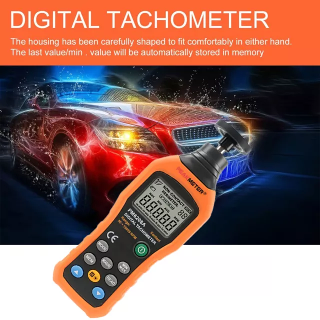 PM6208A Contact-Type Digital Tachometer Meter Motor Speed Gauge 50-19999RPM