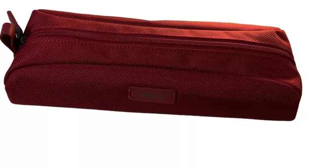 TUMI Red Ballistic Accent Zipper Accessory Cord Travel Pouch NWOT