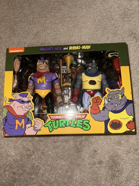 NECA TMNT Teenage Mutant Ninja Turtles - MIGHTY HOG and RHINO-MAN, 2-pack, NEW