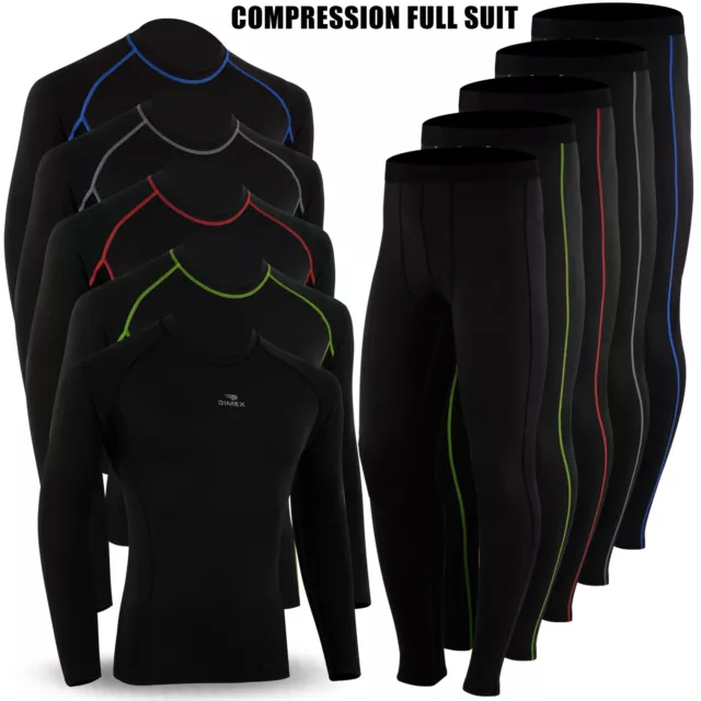 Mens Compression Winter Thermal Base Layer Under Full Suit Tights Shirt Pant