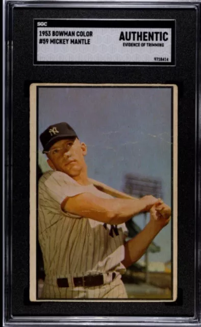 1953 Mickey Mantle Bowman Color #59 New York Yankees HOF SGC Authentic