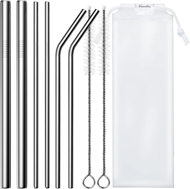 Straws Stainless Steel 8.5" Long Reusable Drinking Straws Metal