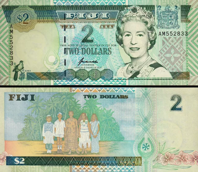 Fiji 2 Dollars 1996, UNC, P-96b, Queen Elizabeth II
