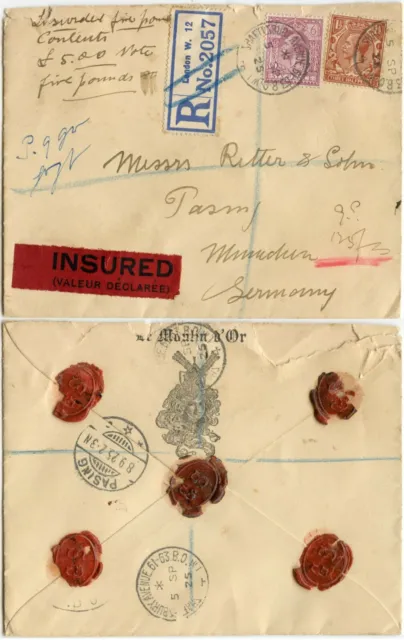 1925 INSURED ENVELOPE Le MOULIN D OR PRINTED FLAP + SEALS GS.. WINDMILL HAIR