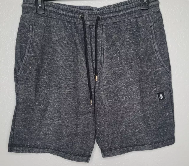 Men's Dark Grey Volcom Fleece Size Medium Drawstring 8" Inseam Fleece Shorts