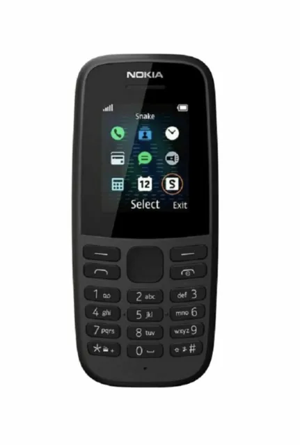 Nokia 105 Black Single Dual Sim 2G Basic Button Mobile Unlock Phone Radio Torch