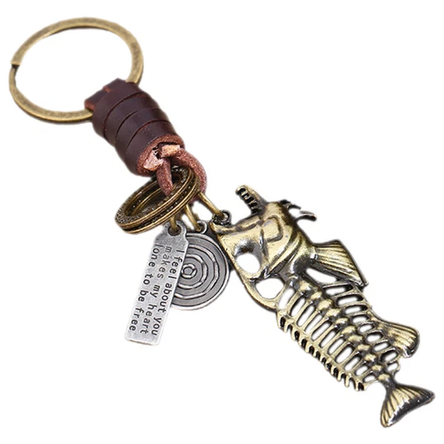 Fish Bone Keychain Pendant Course Creative Keyring Purse Bag Sac Keychain Decora