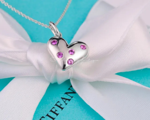 Tiffany & Co - Pink Double Heart Tag Pendant in Silver Mini on Designer  Wardrobe