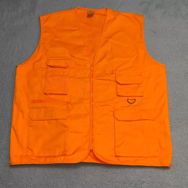 Result Clothing Work Guard Vest Mens XXL Orange Full Zip Pockets Outdoor Fishing