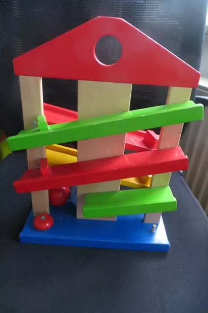 Kugelbahn Eichhorn Haus Rollbahn Holz Spielzeug  mit Glocke