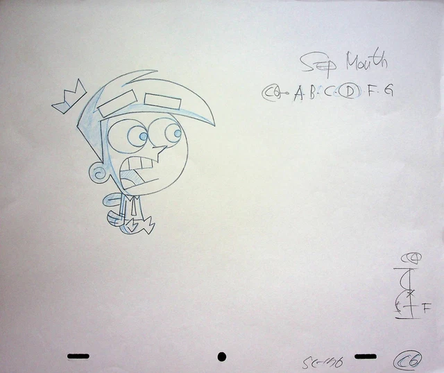 The Fairly OddParents Production Hand Drawn Animation Layout Art Nickelodeon