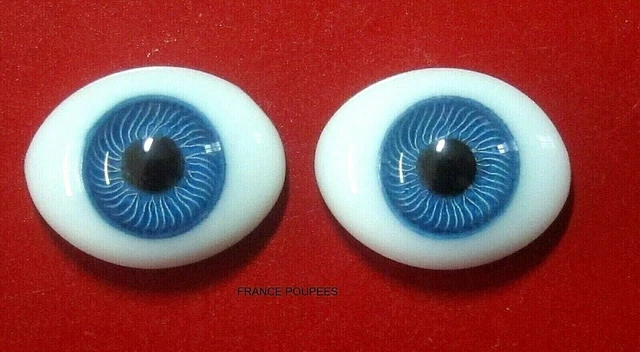 Yeux verre bleu 14mm ovales poupée ancienne/moderne/BJD-Oval Doll Glass Eyes