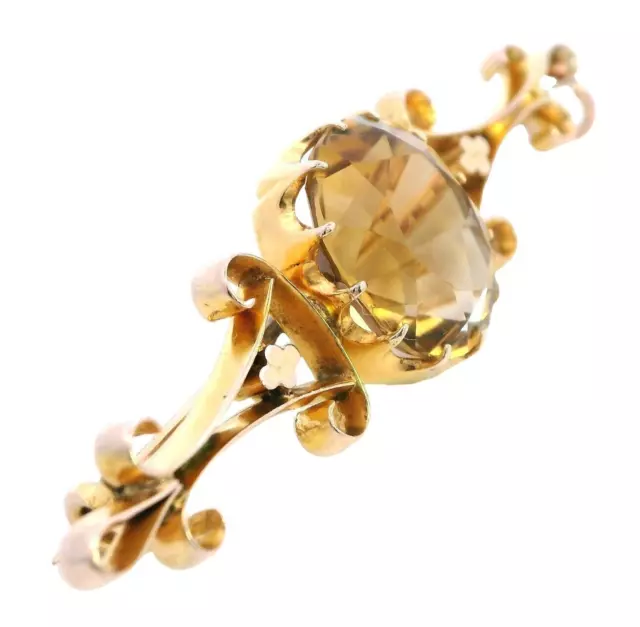 Vintage 9ct Yellow Gold Citrine Brooch: A Touch of Sunlight - $1,900 Value