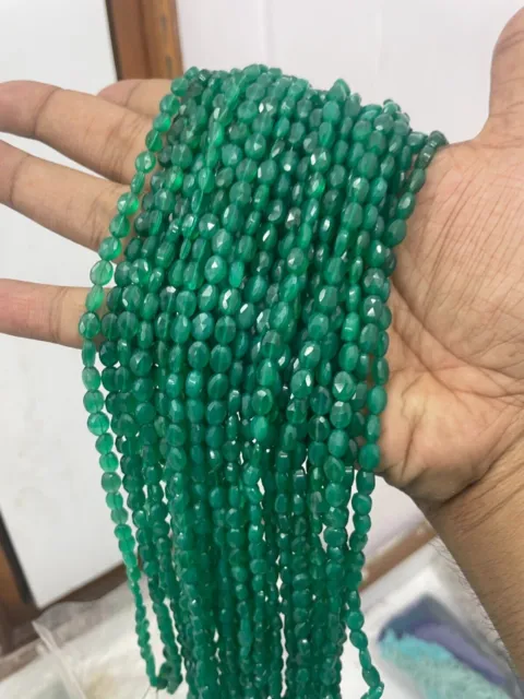 Onyx vert 10str LOT ovales à facettes perles de pierres précieuses en vrac...