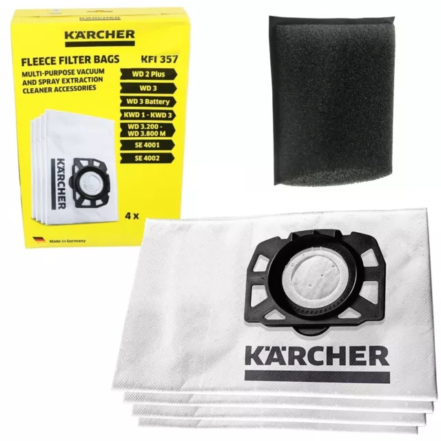 Kärcher Sac Filtrant en Non-tissé KFI 357 | 23 × 20 cm | 4 pièces