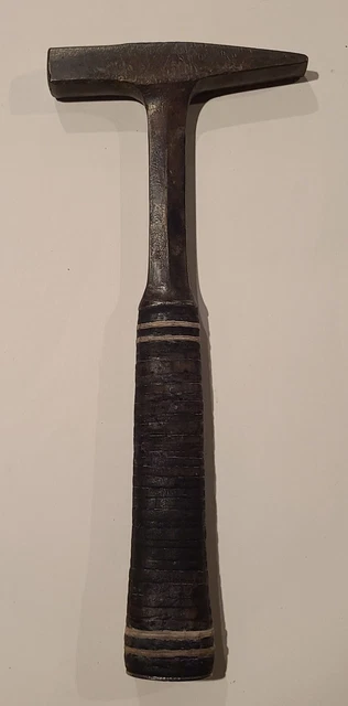 Vintage ESTWING Straight Peen Tinners Hammer Stacked Leather Handle 12oz Head US