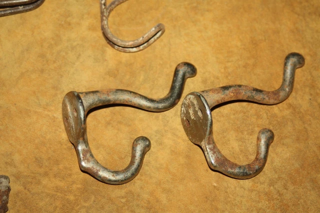 Lot Of 22 Vintage Antique School Screw In Wire and Cast Iron Coat - Hat Hooks 9