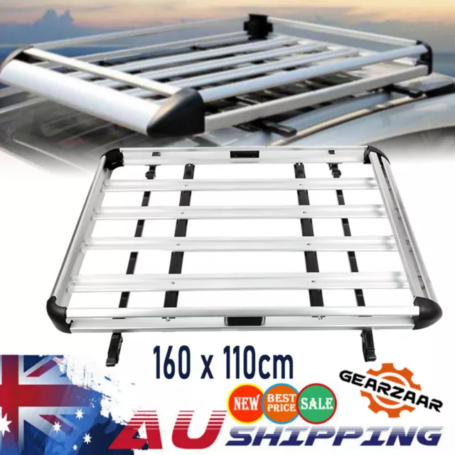 160cm Universal Car Roof Rack Basket Tray Luggage Cargo Carrier Aluminium Silver