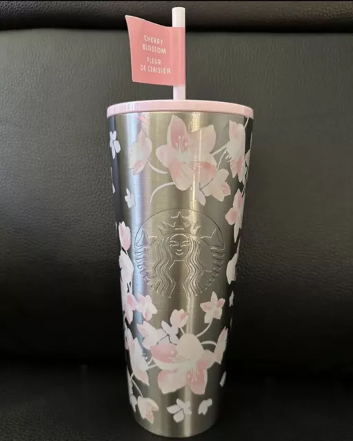 STARBUCKS STAINLESS STEEL Tumbler Cherry Blossom 24oz 2024 Release