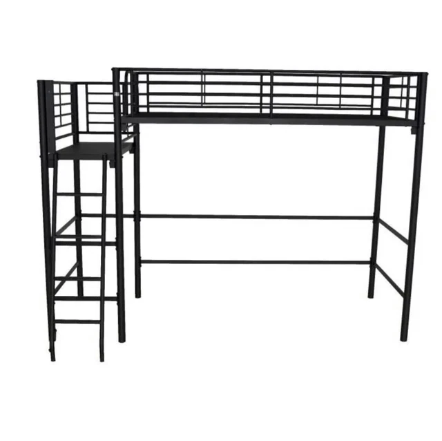 Lit Mezzanine Alinéa 2 Places 140x200 Cm - Structure Acier Anthracite - Pas De Matelas