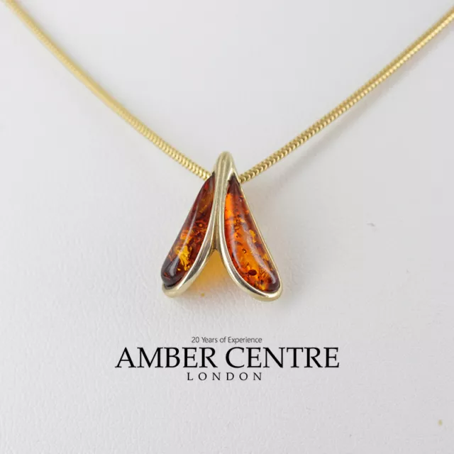 Italian Made Modern German Baltic Amber Pendant in 9ct Gold- GP0083 RRP£225!!!