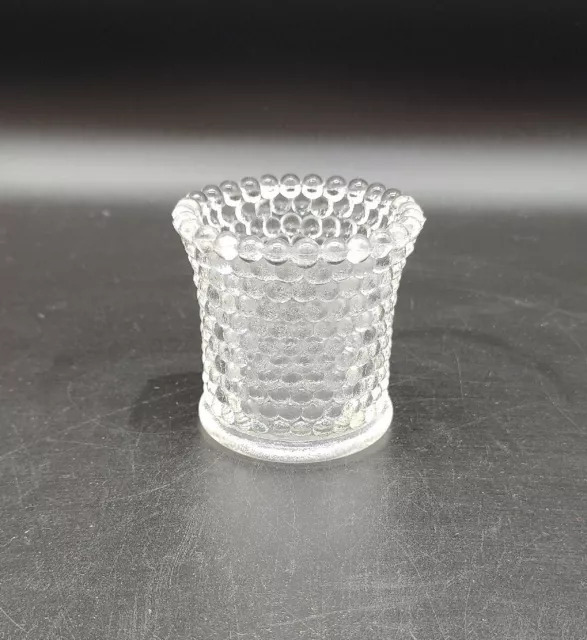 Vintage Indiana Glass Clear Hobnail Toothpick Votive Candle Holder 2.25" Tall