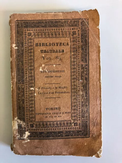 Rarissimo antico Libro Augusto Bon Il filosofo e la moglie 1836