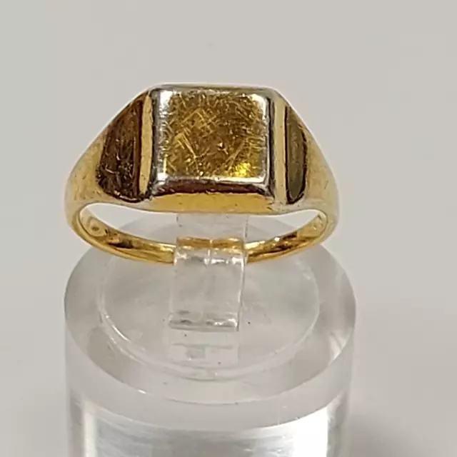 Vintage Yellow Gold On Silver Ring Ladies Plain Classic Square Top Signet #NXT