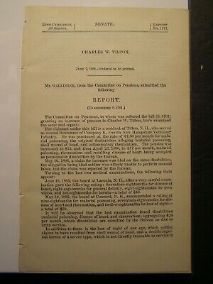 Government Report 1898 Charles W Tilton 2nd Lieut Co K 4th NH Infantry Civil War