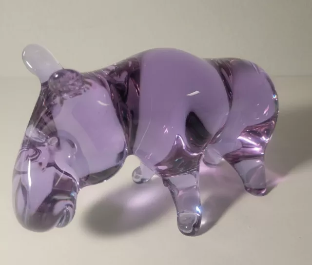 Vtg Murano Licio Zanetti Signed Hippopotamus Neodynium Art Glass Color Changing