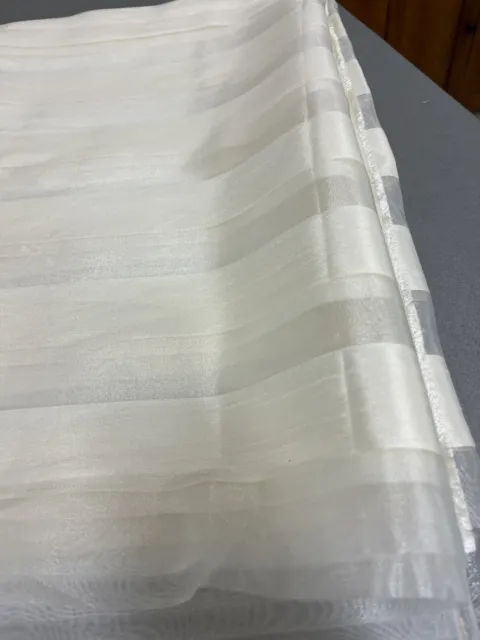 36"x108" Organza fabric stripe jacquard off-white with clear stripe