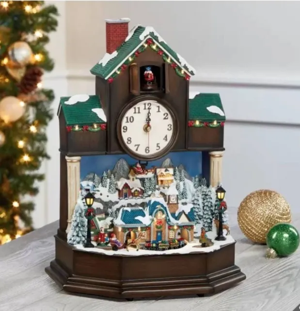 16.5 Inch (42cm) Musical Christmas Cuckoo Clock Tabletop Ornament Light  + Sound