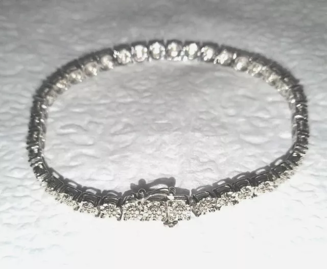 1/4 ct T.W. Natural Round Diamond Tennis Bracelet 7" Length .925 Sterling Silver
