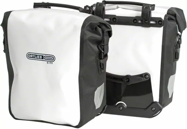 Ortlieb Front-Roller City Front Pannier: Pair White/Black