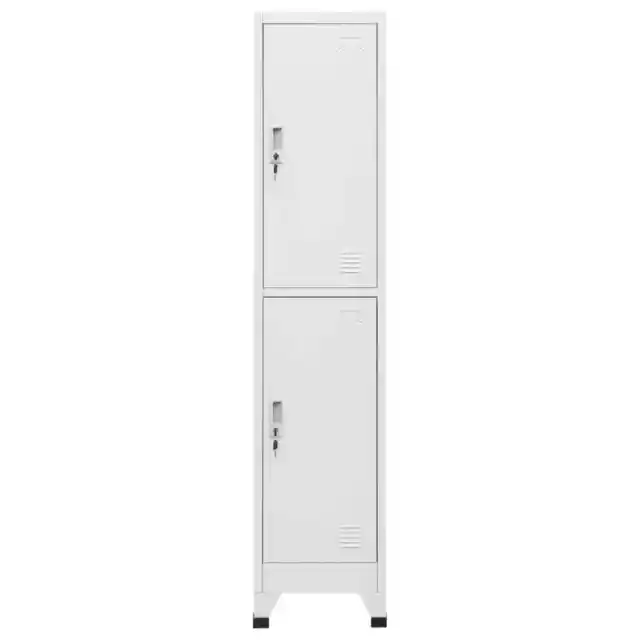 Metal Locker Cabinet With 2 Compartments Gym Spa Sports Office Storage Unit Grey