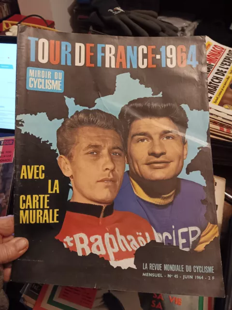 Cyclisme miroir du cyclisme tour de france n° 45 LE TOUR 1964 + carte