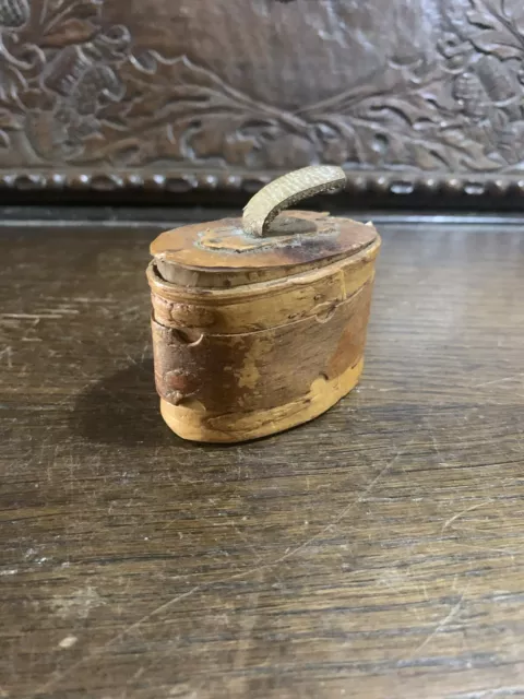 Antique Norwegian 19thC miniature birch bentwood storage box / Snuff Box