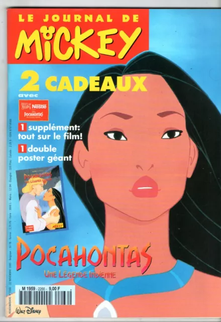 LE JOURNAL DE MICKEY n°2266 ¤ 1995 ¤ + CADEAU POCAHONTAS VIGNETTES PANINI POSTER