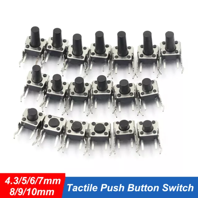 Mini Taster Button Tactile Switch für DIY 90° 4-polig 6x6mm 4.3-10mm