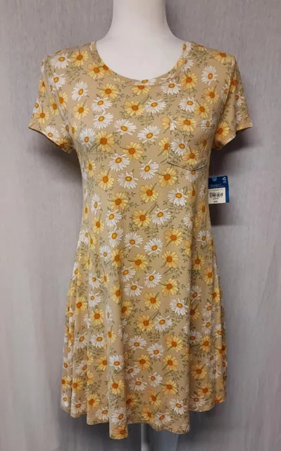 Arizona Jean Co Women's Maize Multicolored Floral Daisy Knit Shirt Dress Medium