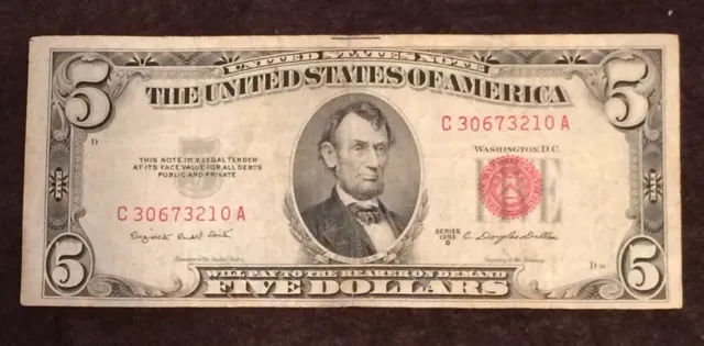 1953 Five Dollar Bill Red Seal Note Randomly Hand Picked VG - Fine FREE SHIPPING